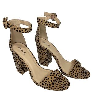 NEW Qupid Faux Suede Cheetah Print Ankle Strap Block Heel 4” Heels SIZE 8.5